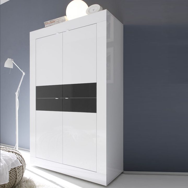 Buffet Haut Blanc Et Gris Laqué Design Focia 3 encequiconcerne Buffet Salle À Manger Pas Cher