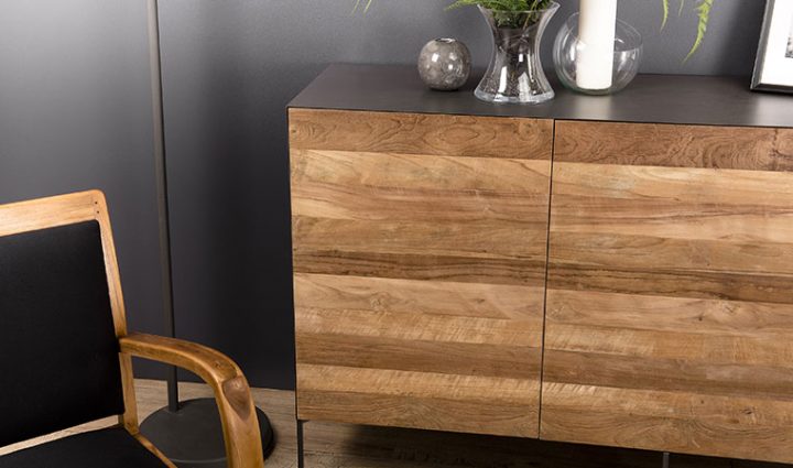 Buffet Haut De Gamme En Teck Et Acier – Eastwood pour Chaise Teck Inox Haut De Gamme