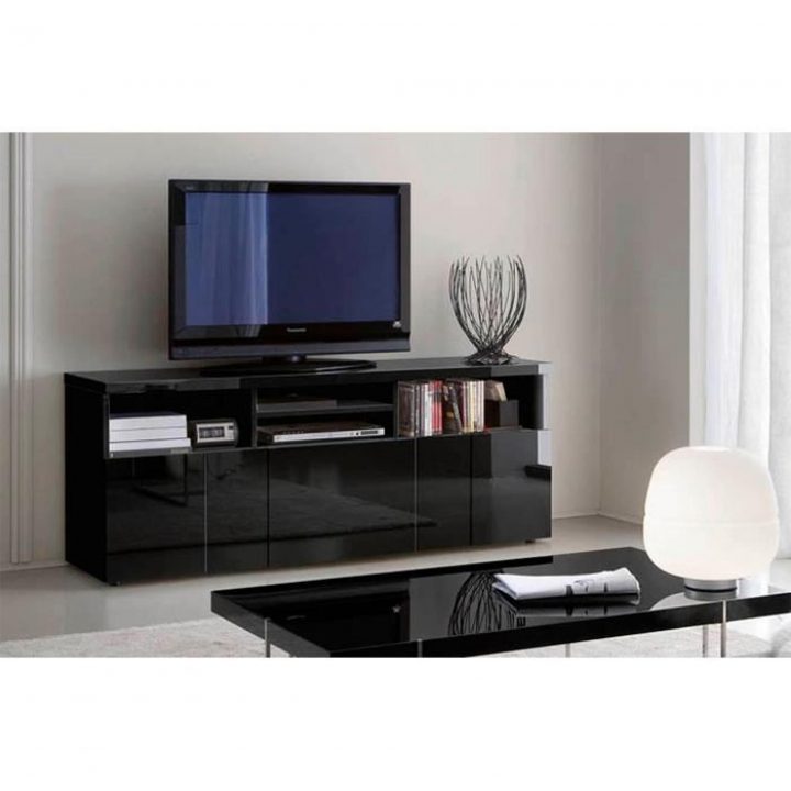 Buffet Meuble Tv Glossy Noir 3 Portes 4 Niches intérieur Meuble Tele Haut Buffet Meuble Tv Glossy Noir 3 Portes 4 Niches intérieur Meuble Tele Haut