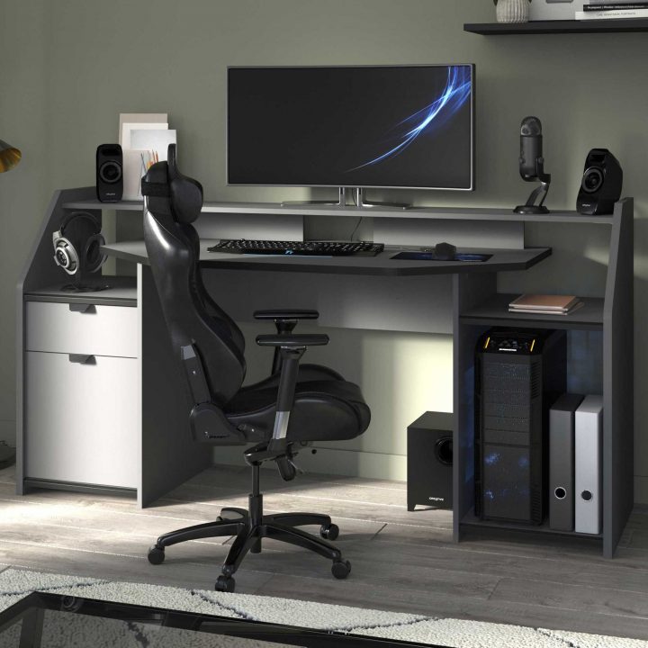 Bureau Gaming Avec Ruban Led intérieur Bureau Gamer Meuble