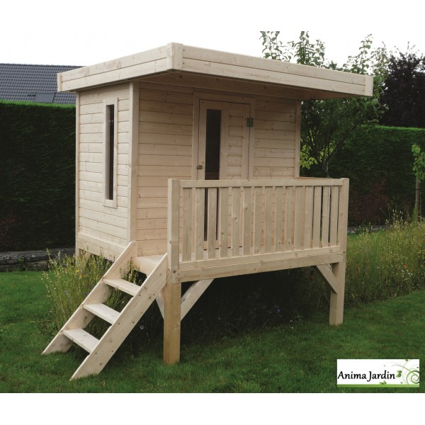 Cabane Surélevée, Pilotis, 3M², Toit Plat, Abri Enfant concernant Cabane De Jardin Enfant Pas Cher