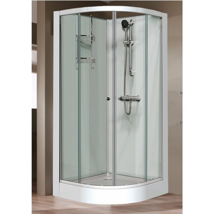 Cabine De Douche 1/4 C 90X90 Cm – Portes Coulissantes à Cabine De Douche Sans Silicone