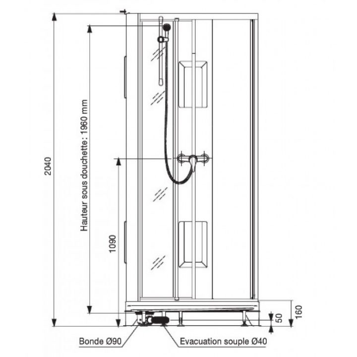 Cabine De Douche 80X80 Cm – Accès De Face Par Portes concernant Dimension Cabine De Douche