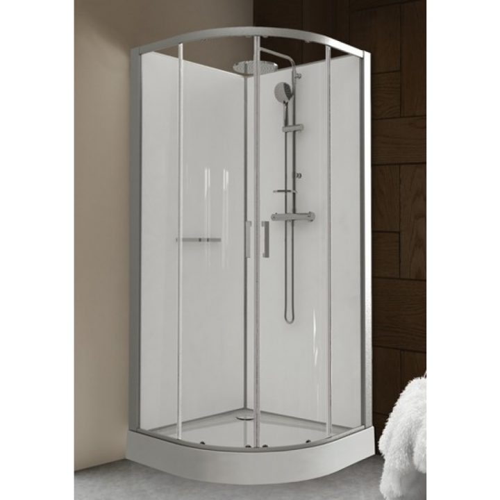 Cabine De Douche – 90 X 90 Cm Arrondie Portes Coulissantes serapportantà Porte De Douche Coulissante 90
