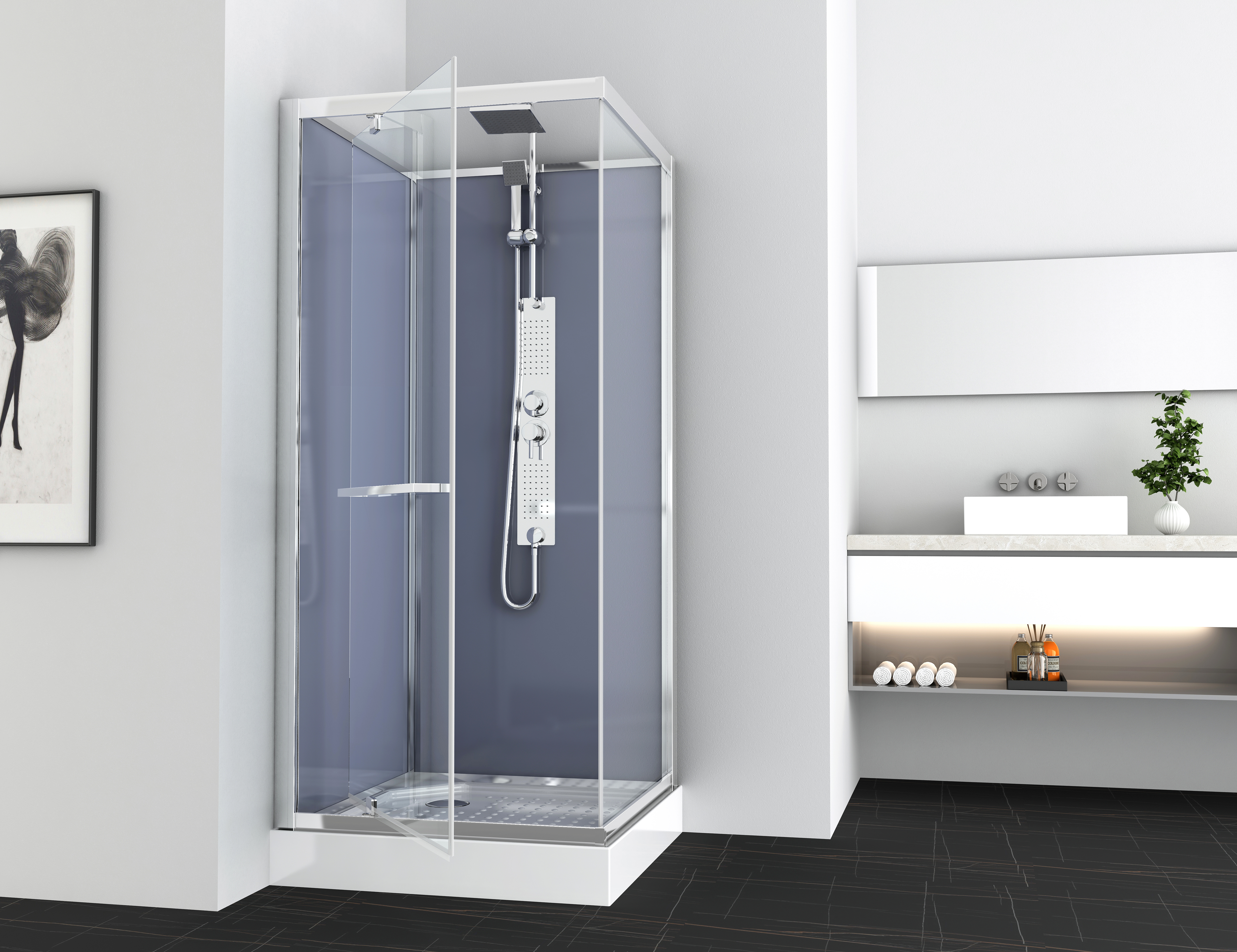 Cabine De Douche Anapurna 90 X 90 X 225 Cm Allibert - Mr.bricolage avec Cabine De Douche 85X85
