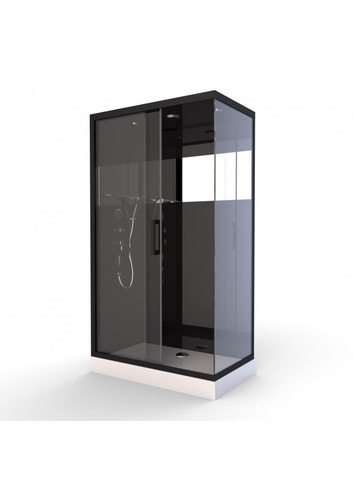 Cabine De Douche Black Mirror 2 Rectangle (Noir) intérieur Cabine De Douche Sans Silicone