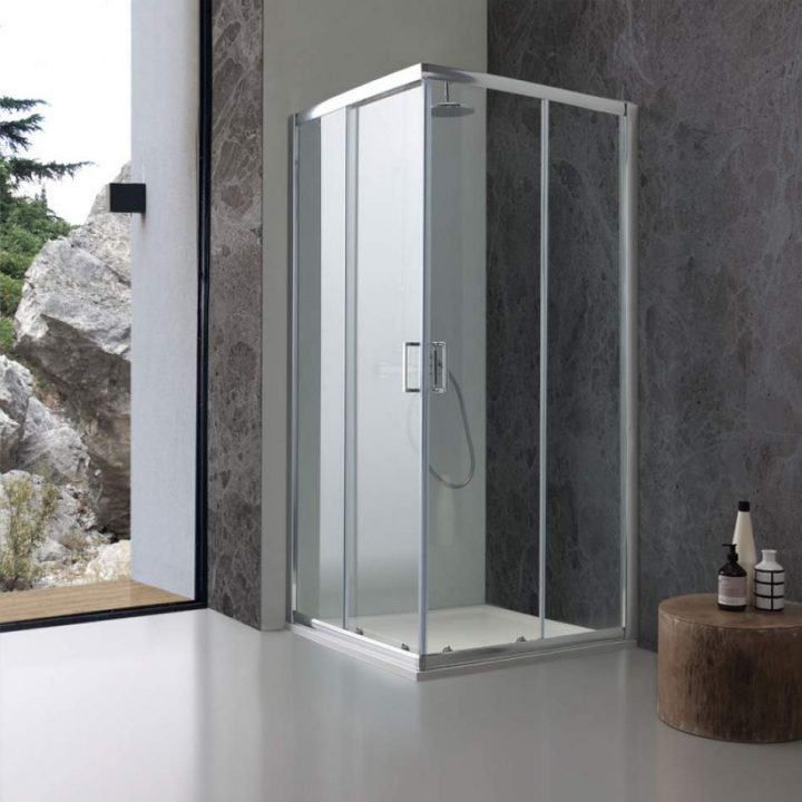 Cabine De Douche D'angle 90 X 90 Cm Transparente concernant Paroi De Douche D Angle 90X90