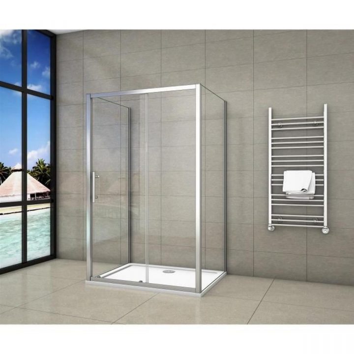 Cabine De Douche En Forme U 110X80X80X190Cm Une Porte De Douche Coulissante  + 2 Parois Latérales serapportantà Cabine De Douche 110X80