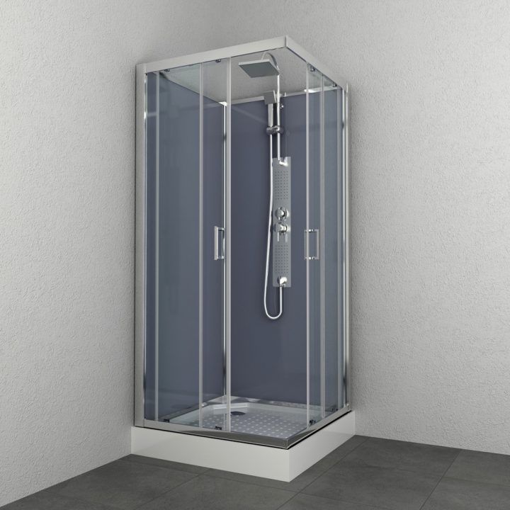 Cabine De Douche Everest Carrée 90 X 90 X 225 Cm Allibert – Mr.bricolage destiné Monter Une Cabine De Douche