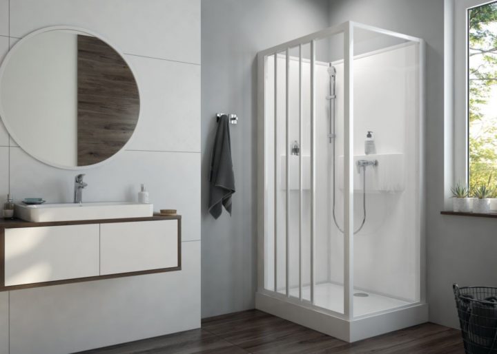 Cabine De Douche Izi Box 2 Rectangulaire 120 X 80 Cm Face 3 Portes  Coulissantes En Verre Sérigraphié Réf. L11Izbcf12801 avec Paroi De Douche 120X80