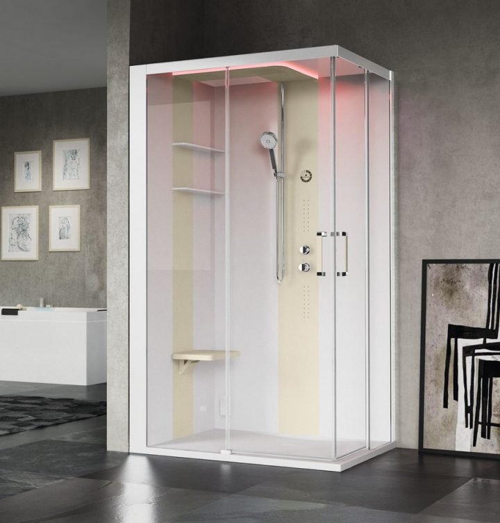 Cabine De Douche Skill 120X80 Cm Novellini En Version Essentiel Ou Hammam  Accès D\'angle Avec 2 Panneaux Fixe Et De Portes Coulissants concernant Paroi De Douche 120X80