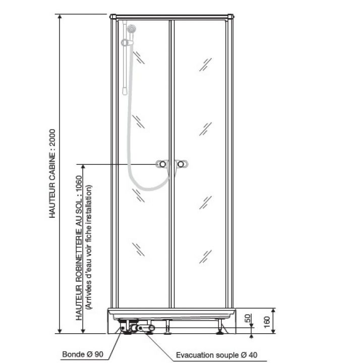 Cabine De Douche Surf 4 – 70X70 Cm – Accès De Face – Portes Battantes Leda concernant Dimension Cabine De Douche