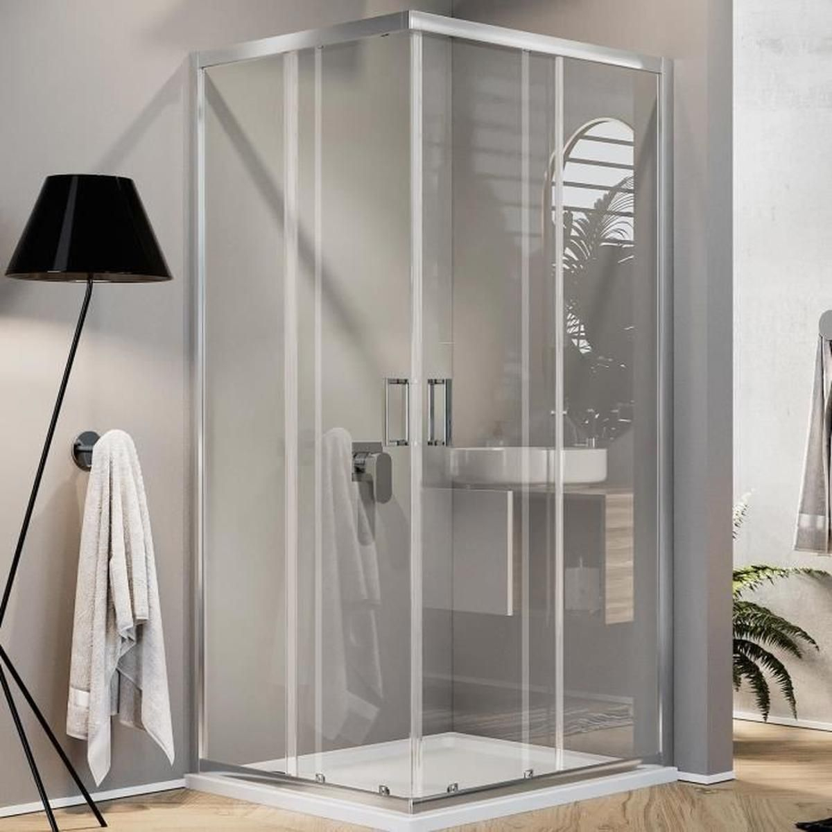 Cabine Paroi Douche 90X90 H200 Transparent 6Mm Mod. Ready pour Paroi De Douche 90X90
