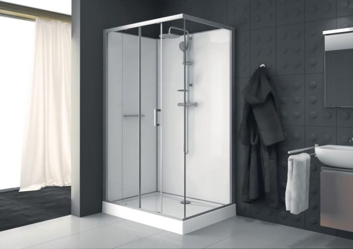Cabine Rectangle Kara 120 X 80 Cm, Porte Coulissante 2 Vantaux, Accès De  Face, Verre Transparent Avantage, Fond Blanc Réf. L11Ka8R0801 destiné Paroi De Douche 120X80