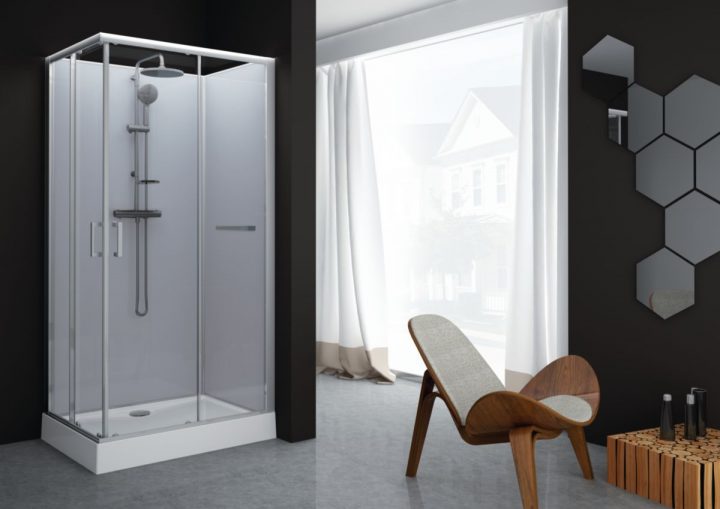 Cabine Rectangle Kara 80 X 100 Cm, Porte Coulissante, Verre Transparent  Avantage, Fond Blanc Réf. L11Ka8R0101 concernant Cabine De Douche 80X100