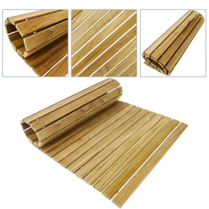 Caillebotis Et Tapis De Douche En Bois De Teck Certifié 46 X à Caillebotis Pour Douche