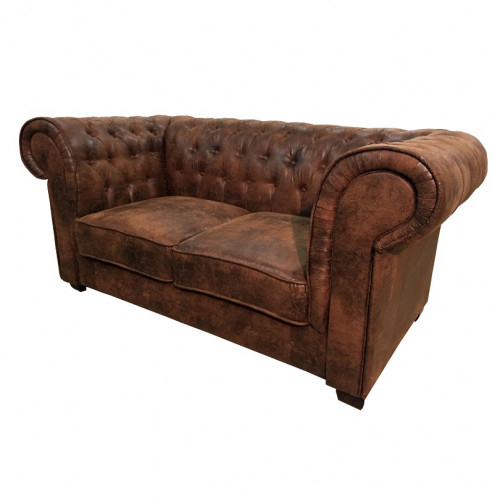 Canapé 2 Places De Type Chesterfield En Tissu Microfibre dedans Canapé Chesterfield Cuir Vieilli