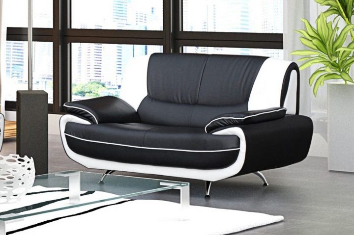 Canapé 2 Places Design Noir Et Blanc Simili Cuir Muza à Canapé Muza Canapé 2 Places Design Noir Et Blanc Simili Cuir Muza à Canapé Muza