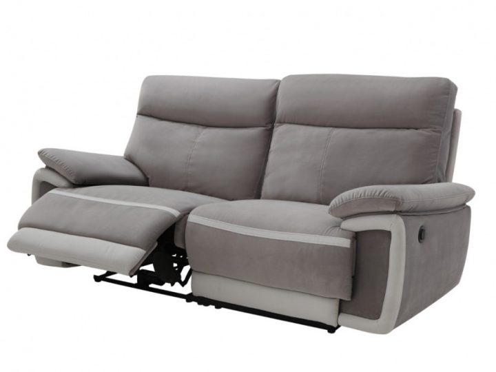 Canapé 3 Places Relax Électrique En Velours Gris Metti encequiconcerne Canapé Relax Électrique Alinea