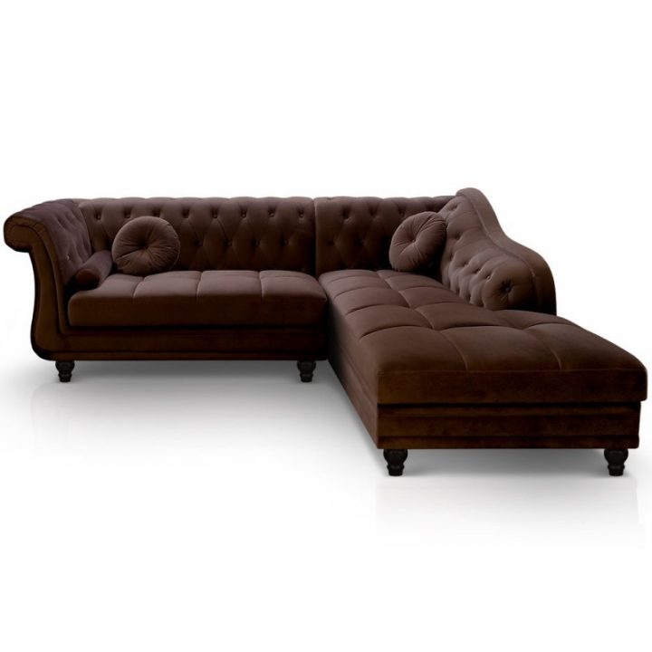 Canapé Angle Droit Velours Marron Chesterfield tout Canape Velour Marron Canapé Angle Droit Velours Marron Chesterfield tout Canape Velour Marron