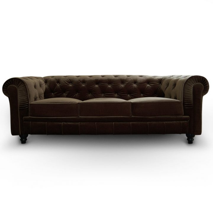 Canapé Chesterfield Velours 3 Places Altesse Marron pour Canape Velour Marron Canapé Chesterfield Velours 3 Places Altesse Marron pour Canape Velour Marron