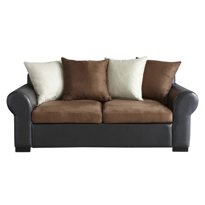 Canapé Convertible 3 Places Marron/Beige Antigua | Maisons encequiconcerne Canape Convertible Maron Vieilli