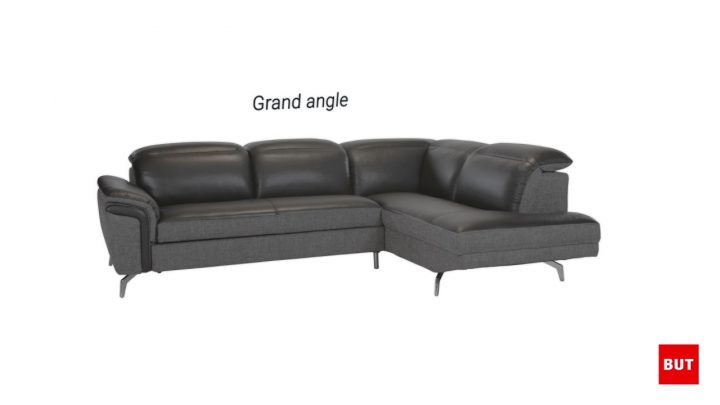 Canapé D'Angle Convertible Cuir Noir Tissu Gris Eros – But serapportantà Canapé D'Angle Rio But Canapé D'Angle Convertible Cuir Noir Tissu Gris Eros – But serapportantà Canapé D'Angle Rio But