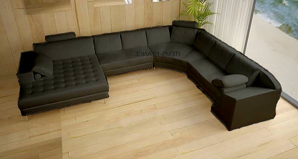 Canapé Panoramique Cuir – Venise Noir Tout Cuir : Canapé encequiconcerne Canapé Panoramique Rond