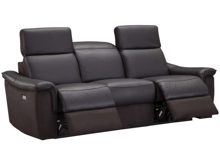 Canapé Relaxation Électrique 3 Places En Cuir/Tissu Milton encequiconcerne Canapé Cuir Relax Électrique 3 Places Cuir Center