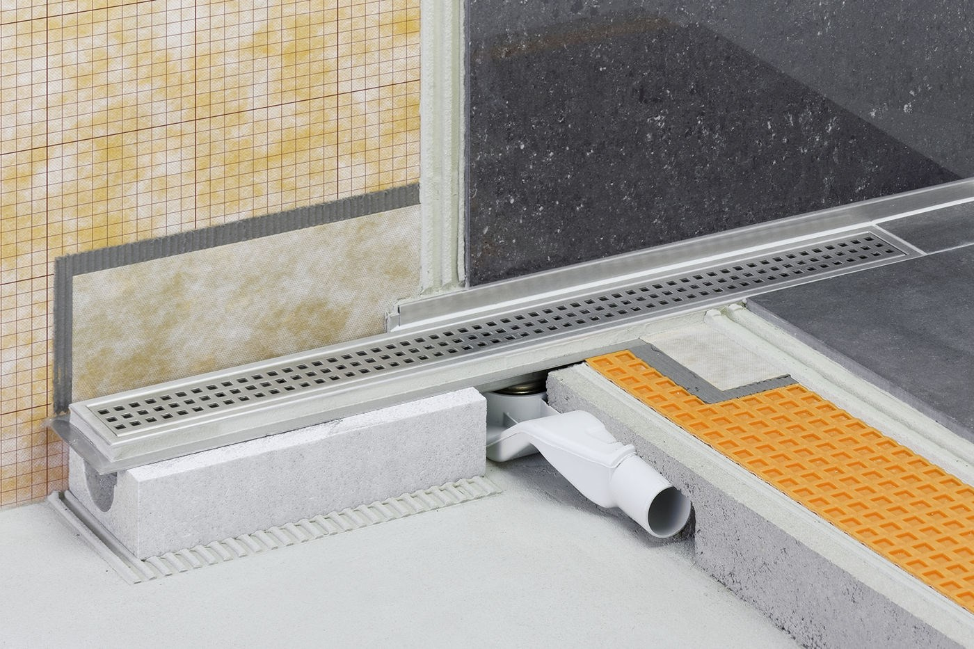 Caniveau Pour Douche À L''italienne Sortie Horizontale Kerdi-Line-F encequiconcerne Caniveau Pour Douche Italienne