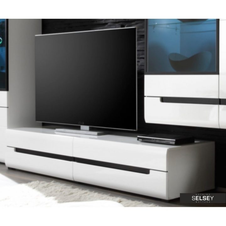 Canopus Ii Meuble Tv Blanc Laqué 180 Cm à Meuble Tv Suspendu Blanc Laqué