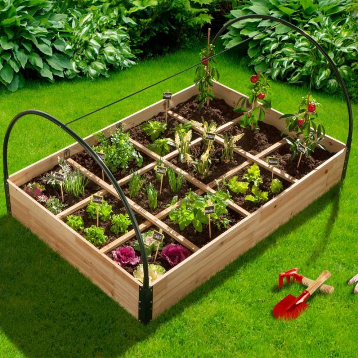 Carré Potager 12 Compartiments + Housse Serre Chassis avec Chassis Jardin