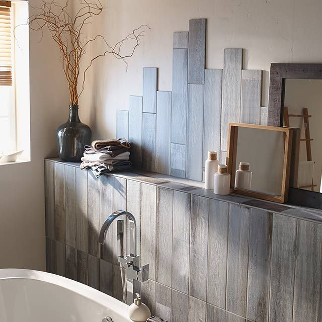 Carrelage Sol Et Mur Bleu 13,6 X 61,4 Cm Lam Océan avec Carrelage Antidérapant Salle De Bain Castorama