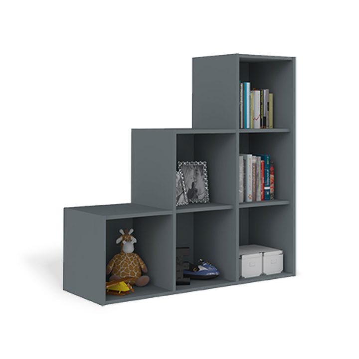 Casier De Rangement Escalier Six Cases – Gris Anthracite dedans Meuble Multicase