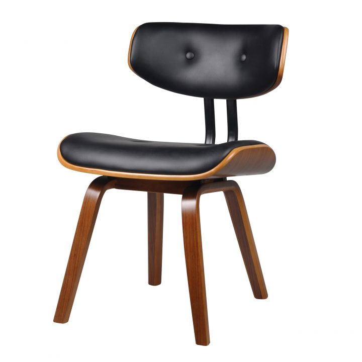 Chaise Avec Dossier En Pu Noir Rembourré Et Pieds En Bois Plaqué serapportantà Chaises Confortables Salle Manger