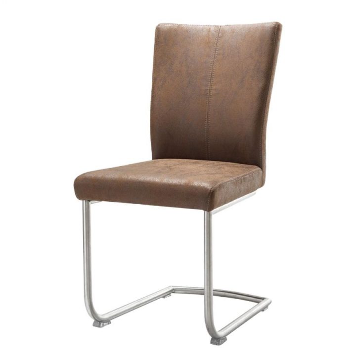 Chaise Cantilever Lenneke (Lot De 2) – Microfibre Marron tout Chaises Confortables Salle Manger