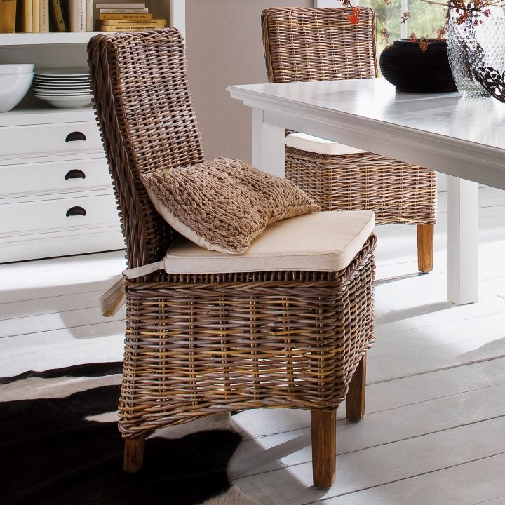 Chaise De Salle À Manger En Rotin Avec Coussin 51X98Cm Royan à Coussin Pour Chaise De Salle A Manger