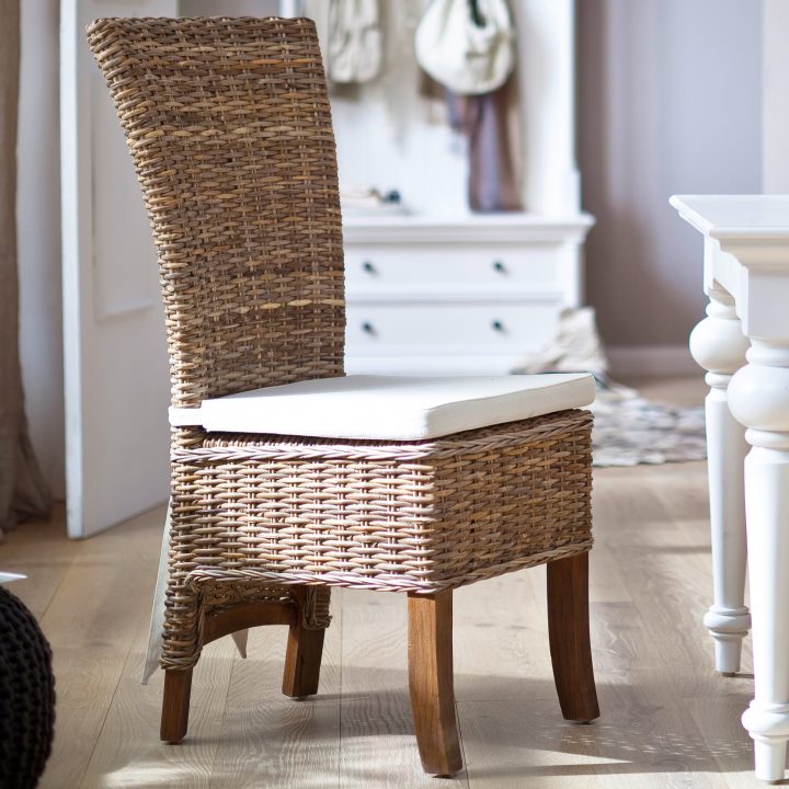 Chaise De Salle À Manger En Rotin Avec Coussin 55X106Cm Royan à Coussin Pour Chaise De Salle A Manger