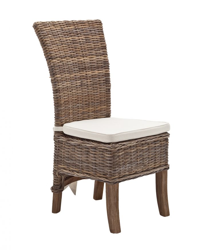 Chaise De Salle À Manger En Rotin Avec Coussin 55X106Cm Royan pour Coussin Pour Chaise De Salle A Manger