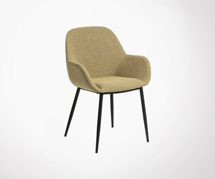 Chaise Design Salle À Manger En Tissu Avec Pieds Métal – Top à Fauteuil Salle À Manger Accoudoirs