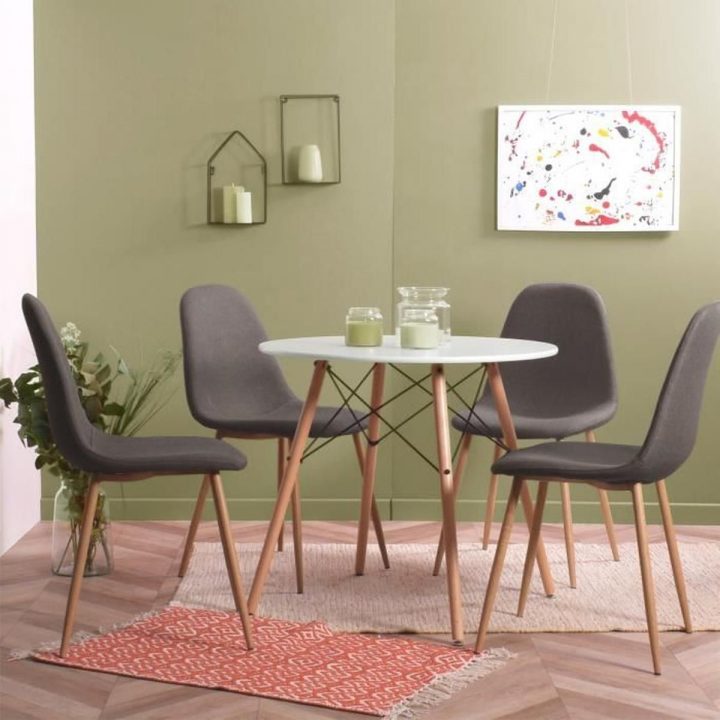 Chaise Salle A Manger Blanche Laque Bois concernant Chaise Salle A Manger Pas Cher Lot De 4