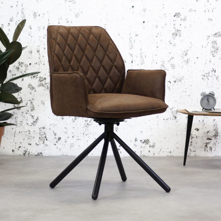 Chaise Salle A Manger Brune Industrielle Nova| Petits Prix | Dimehouse intérieur Chaise De Salle A Manger Pas Cher En Belgique