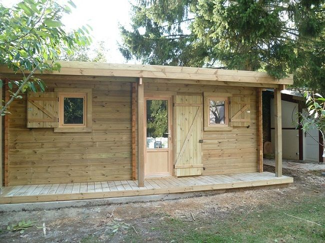 Chalet 20M2 Toit Plat | Chalet Bois, Chalet Et Permis De avec Abri De Jardin 20M2