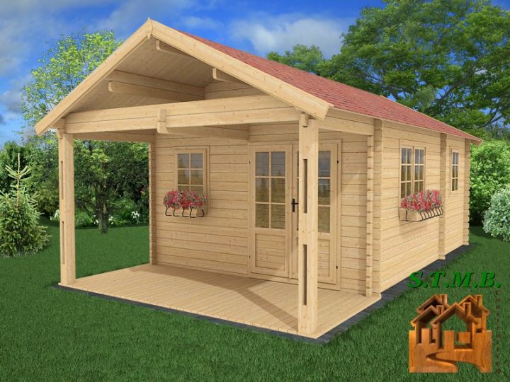 Chalet En Bois En Kit Avec Terrasse Couverte Modèle Frene concernant Chalet En Bois En Kit Habitable Pas Cher