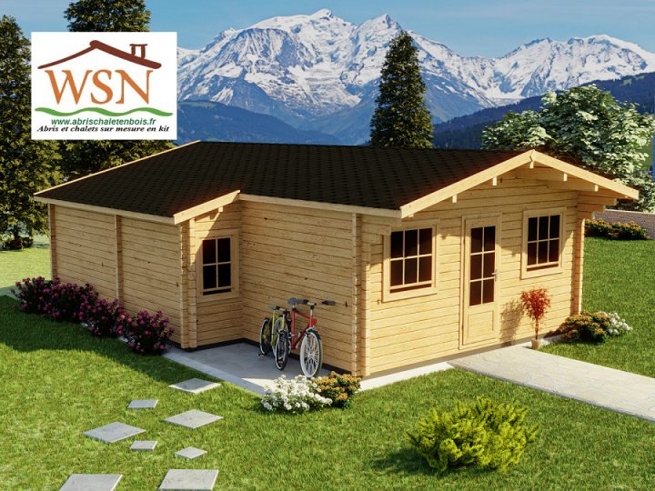 Chalet En Bois Gard 48M² Dim. (6000X8000-44Mm) 4 Pièces avec Chalet En Bois Pas Cher Destockage