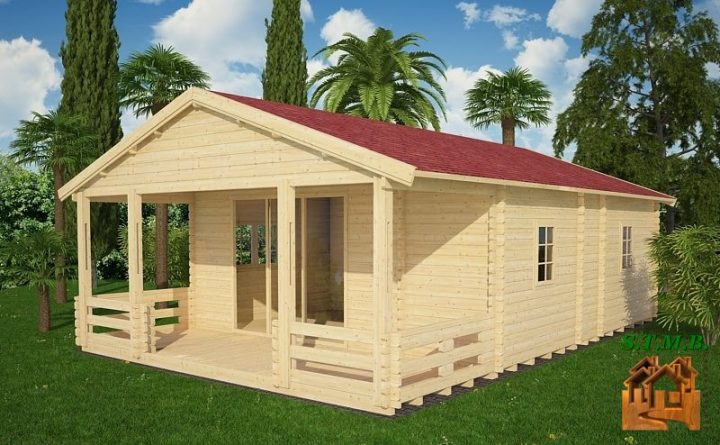 Chalet En Kit Modèle Cognac 48 M² Avec Terrasse Couverte encequiconcerne Chalet En Bois Pas Cher Destockage