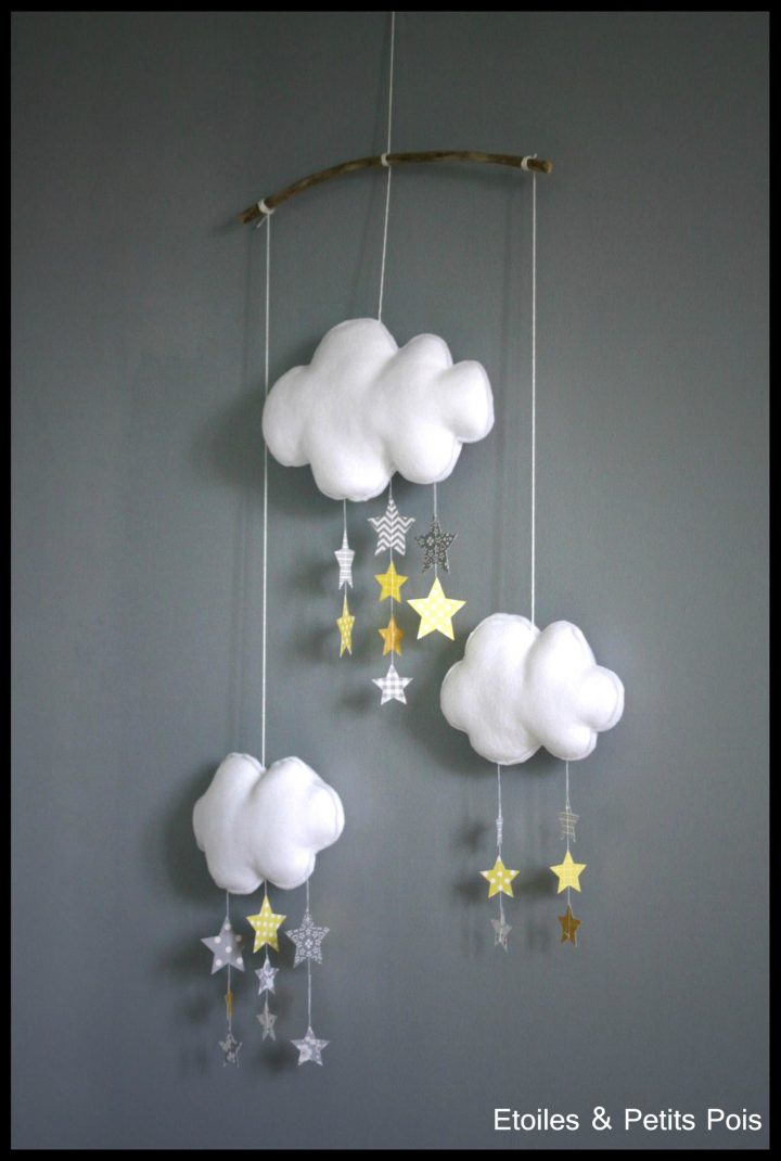 Chambre Bébé Et Décoration En Moutarde Jaune Et Gris encequiconcerne Decoration Nuage Chambre Bébé