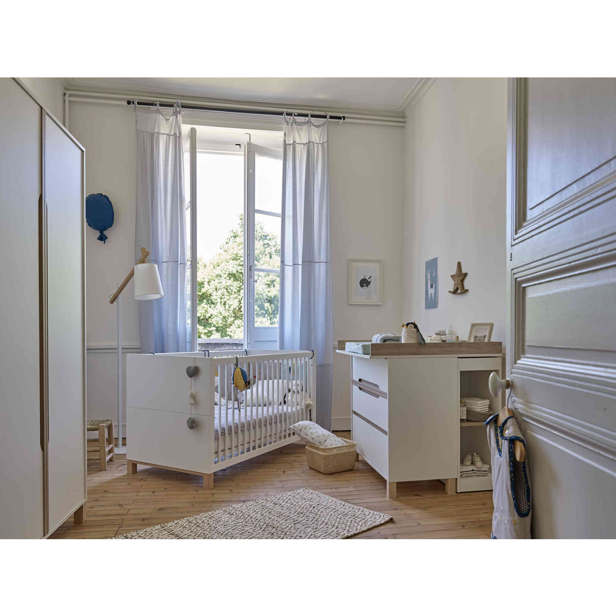 Chambre Complète Bébé En Bois Blanc 70X140 - Cb5048-1 concernant Chambre Complète Bébé Pas Cher