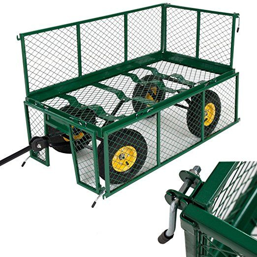 Chariot De Jardin Remorque Métal 150 Litres 550 Kg Avec intérieur Chariot De Jardin 4 Roues