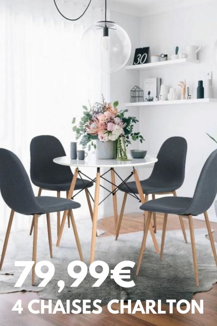 Charlton Lot De 4 Chaises De Salle À Manger – Métal Imprimé concernant Chaise Salle A Manger Pas Cher Lot De 4